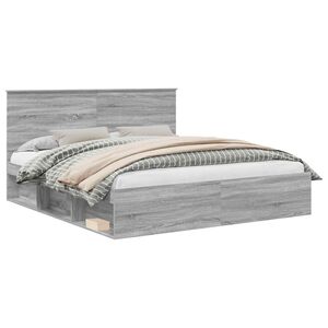 vidaXL Cadre de lit Gris Sonoma 200 x 200 cm Bois de pin massif