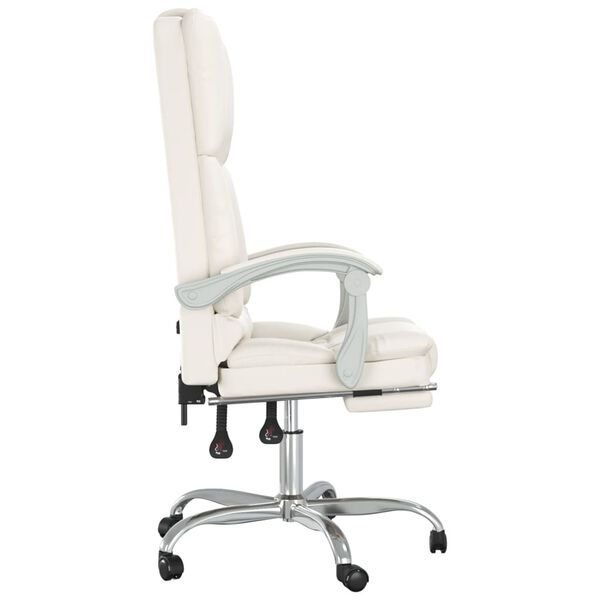 vidaXL Fauteuil de massage inclinable de bureau Cr&egrave;me Similicuir