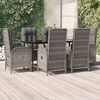 vidaXL Ensemble &agrave; manger jardin et coussins 7 pcs Noir et gris Rotin