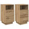 vidaXL Tables de chevet 2 pcs et 2 tiroirs ch&ecirc;ne artisanal 36x36x68 cm