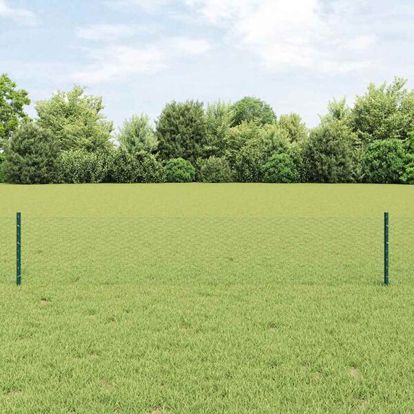 vidaXL Cl&ocirc;ture avec poteau Vert 0,4 x 25 m Acier