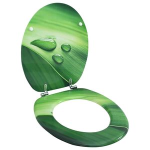 vidaXL Si&egrave;ge de toilette avec couvercle MDF Vert Gouttes d'eau
