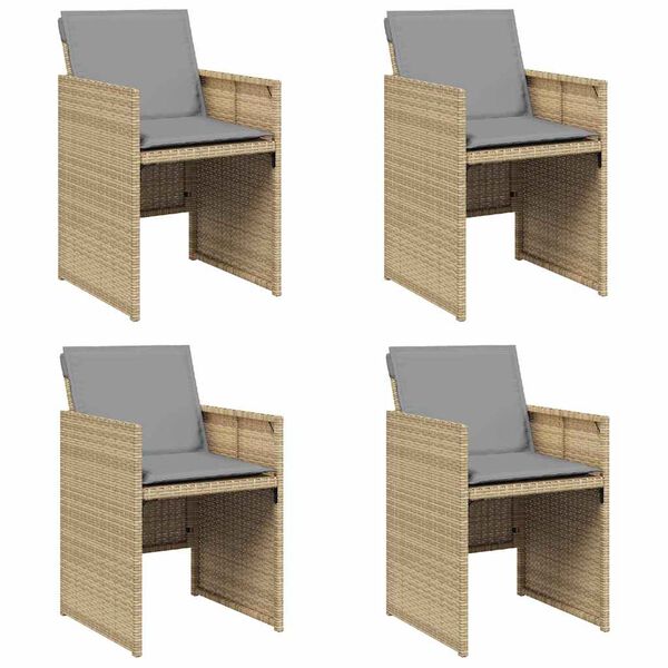 vidaXL Chaises de jardin avec coussins lot de 4 m&eacute;lange beige