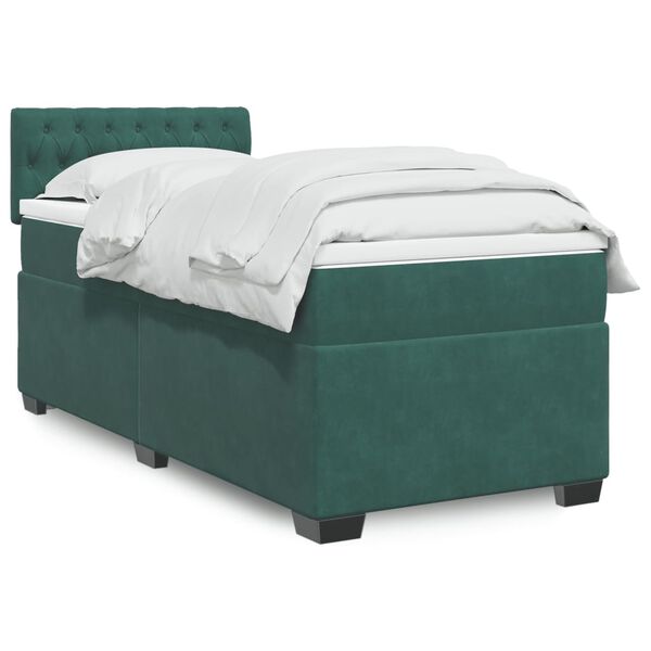 vidaXL Sommier à lattes de lit avec matelas Vert foncé 90x190 cm