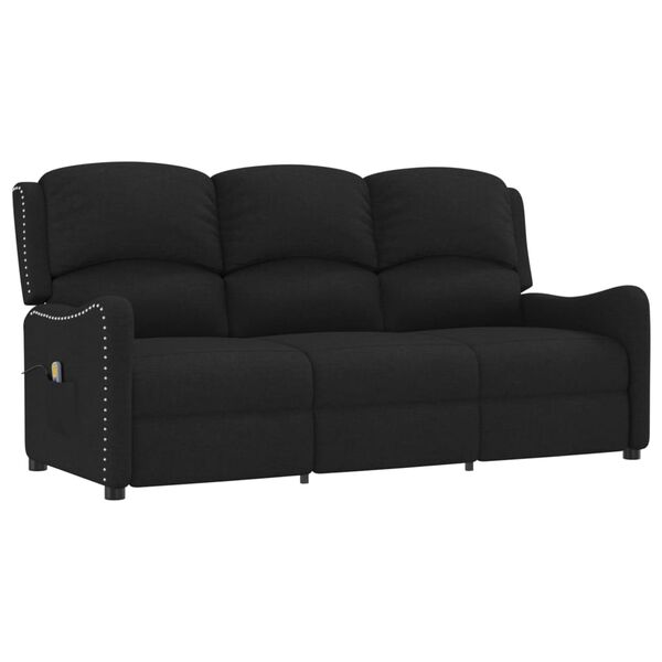 vidaXL Fauteuil de massage inclinable à 3 places noir tissu