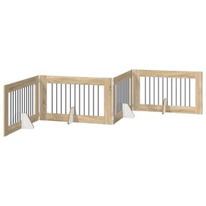 vidaXL Porte de chien pliable avec supports 4 pc Ch&ecirc;ne Sonoma 401 cm