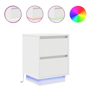 VidaXL Table de chevet avec lumi&egrave;res LED blanc 38x34x50 cm