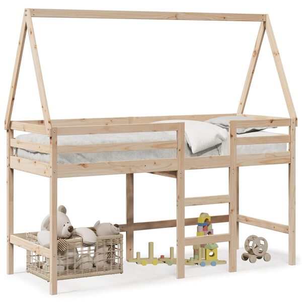 vidaXL Lit superpos&eacute; avec &eacute;chelle et toit sans matelas 90x190 cm