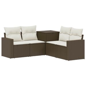 vidaXL Ensemble de Canap&eacute;s 5 pc Marron et cr&egrave;me blanche