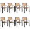 vidaXL Chaises de jardin empilables lot de 8 bois d'acacia et m&eacute;tal