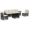 vidaXL Ensemble de canap&eacute; de jardin 7 pc Noir et blanc cr&egrave;me polyrotin
