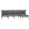 vidaXL Salon de jardin 5 pcs avec coussins Gris R&eacute;sine tress&eacute;e