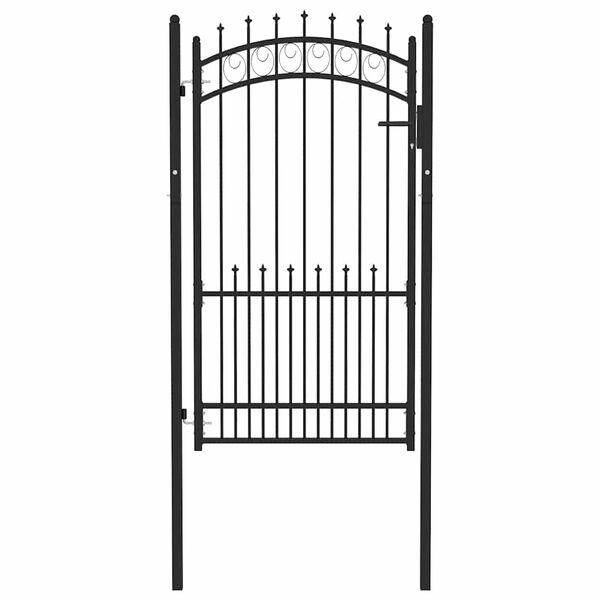 vidaXL Portail de cl&ocirc;ture avec pointes Acier 104x134,5 cm Noir