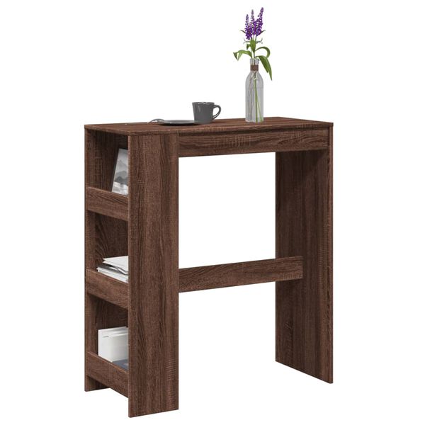 vidaXL Table de bar avec étagères chêne marron bois d'ingénierie