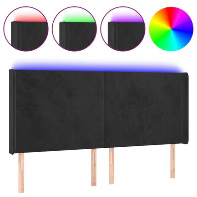 vidaXL Tête de lit à LED Noir 203x16x118/128 cm Velours