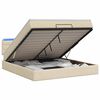 vidaXL Lit coffre avec matelas et LED Cr&egrave;me 180 x 200 cm Tissu