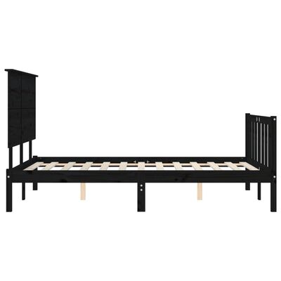vidaXL Cadre de lit avec tête de lit noir 140x200 cm bois massif