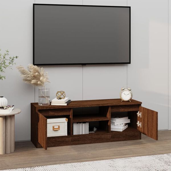 vidaXL Meuble TV avec porte Ch&ecirc;ne marron 102x30x36 cm