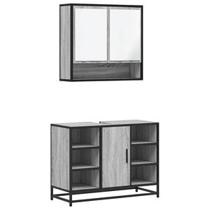 vidaXL Ensemble de meubles de salle de bain 2 pcs Sonoma gris