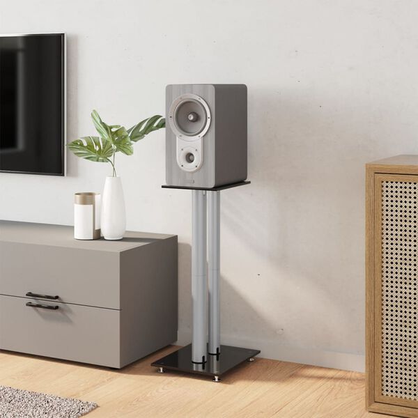 vidaXL Supports de haut-parleurs 2 pcs noir/argenté 2 piliers