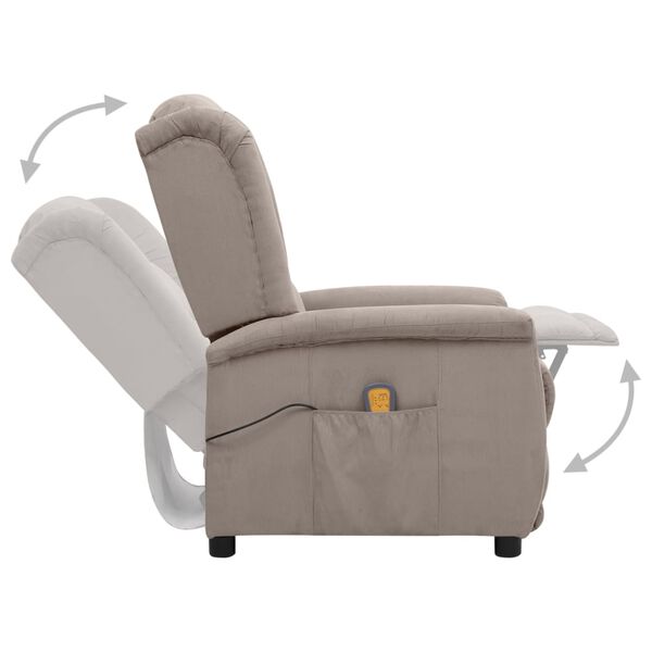 vidaXL Fauteuil de massage Taupe Tissu microfibre