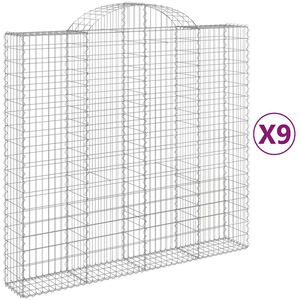 vidaXL Paniers &agrave; gabions arqu&eacute;s 9 pcs 200x50x180/200 cm Fer galvanis&eacute;