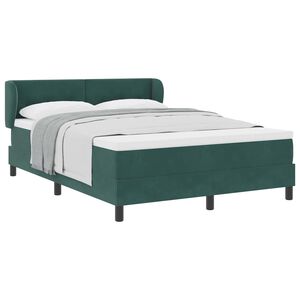 vidaXL Lit &agrave; ressorts avec t&ecirc;te de lit Vert fonc&eacute; 140 x 190 cm Velours