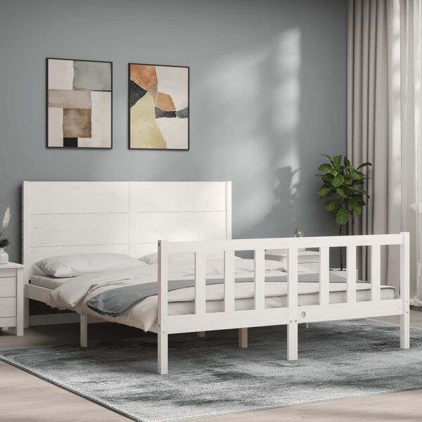 vidaXL Cadre de lit sans matelas blanc 160x200 cm bois de pin massif