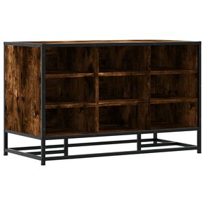 vidaXL Banc &agrave; chaussures ch&ecirc;ne fum&eacute; bois d'ing&eacute;nierie et m&eacute;tal