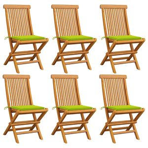 vidaXL Chaises pliantes avec coussins vert vif, 6 pi&egrave;ces, en teck massif