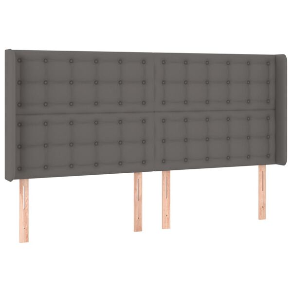 vidaXL T&ecirc;te de lit avec oreilles Gris 163x16x118/128 cm Similicuir