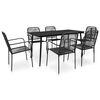 vidaXL Mobilier &agrave; d&icirc;ner d'ext&eacute;rieur 7 pcs Corde en coton et acier Noir