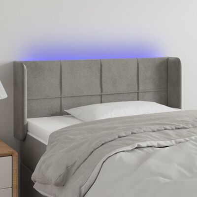 vidaXL Tête de lit à LED Gris clair 93x16x78/88 cm Velours