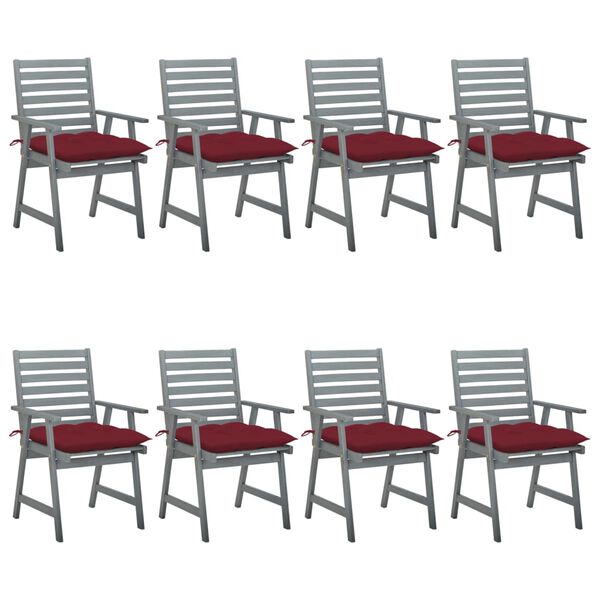 vidaXL Chaises &agrave; manger d'ext&eacute;rieur et coussins lot de 8 Acacia massif