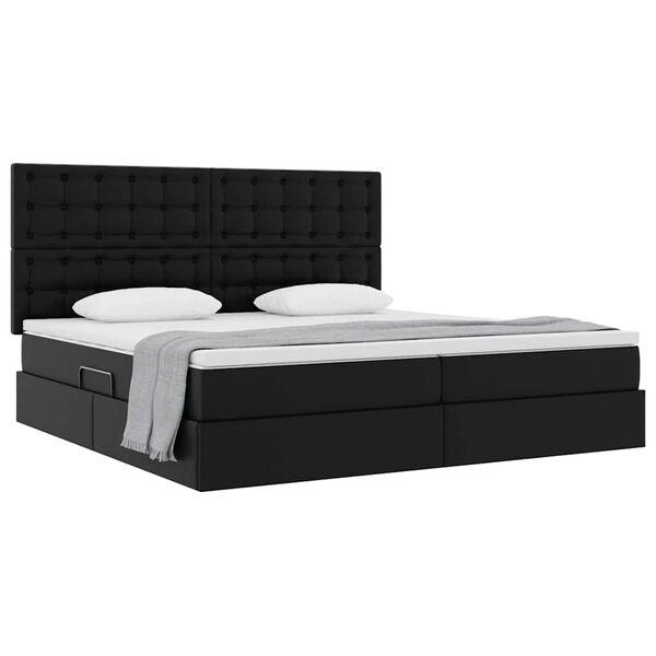 vidaXL Lit de Rangement Noir 200 x 200 cm Cuir synth&eacute;tique