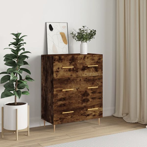 vidaXL Buffet ch&ecirc;ne fum&eacute; 69,5x34x90 cm bois d'ing&eacute;nierie