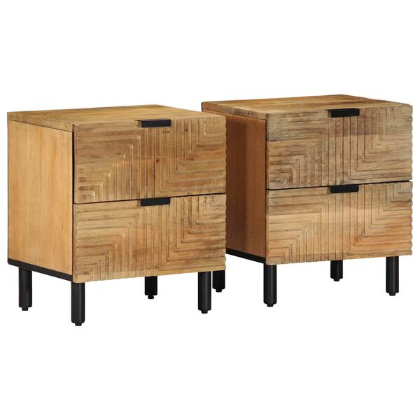 vidaXL Tables de chevet 2 pcs 40x33x46 cm bois de manguier solide