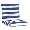 vidaXL Coussins de chaise &agrave; dossier bas lot de 4 rayures bleu et blanc