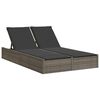 vidaXL Chaise longue double avec coussins gris r&eacute;sine tress&eacute;e