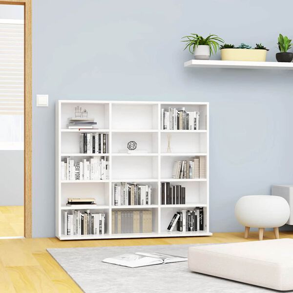 vidaXL Armoire &agrave; CD Blanc brillant 100x23x89,5 cm Bois d&rsquo;ing&eacute;nierie