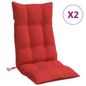 vidaXL Coussins de chaise &agrave; dossier haut lot de 2 rouge tissu oxford