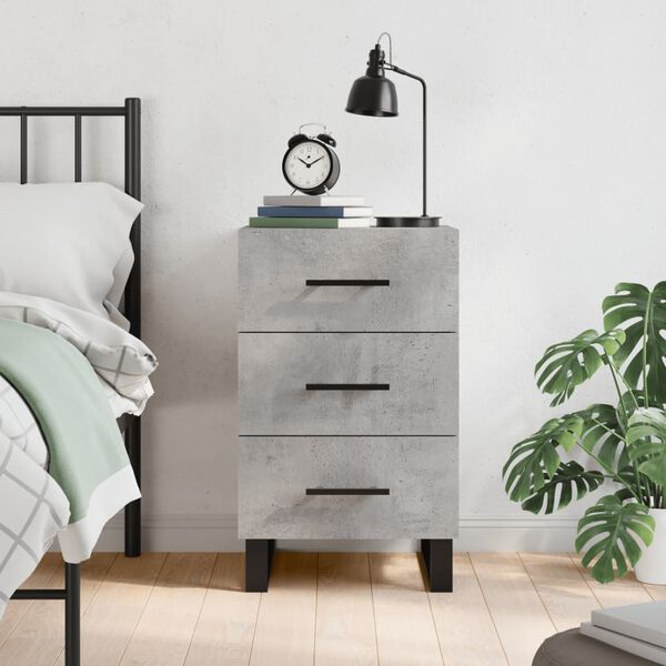 vidaXL Table de chevet gris b&eacute;ton 40x40x66 cm bois d'ing&eacute;nierie