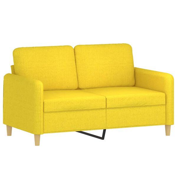 vidaXL Ensemble de canap&eacute;s 2 pcs avec coussins Jaune clair Tissu