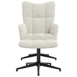vidaXL Chaise de relaxation avec tabouret Blanc cr&egrave;me Velours