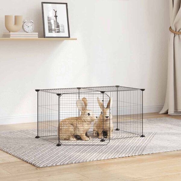 vidaXL Cage animaux de compagnie à 8 panneaux et porte Noir 35x35 cm