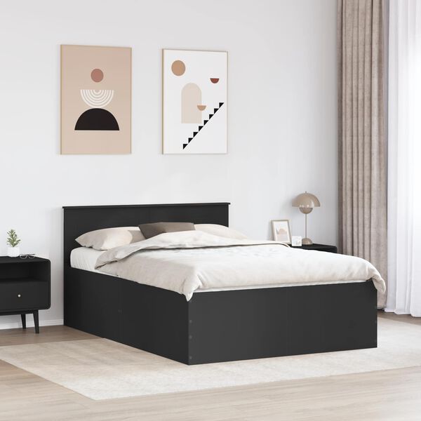 vidaXL Cadre de lit Noir 140 x 200 cm Bois d'ing&eacute;nierie