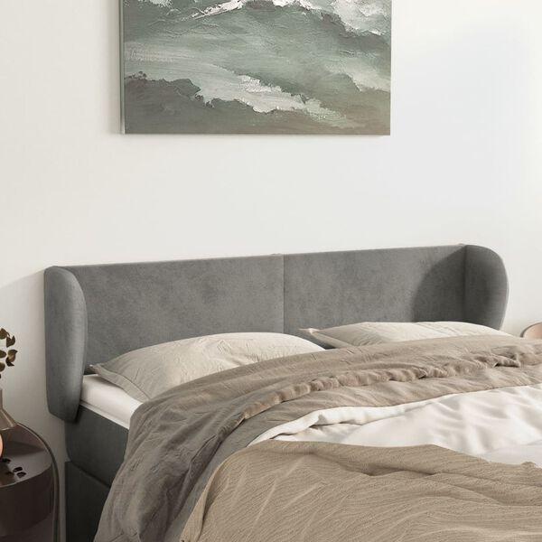 vidaXL T&ecirc;te de lit avec oreilles Gris clair 147x23x78/88 cm Velours