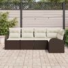 vidaXL Ensemble de canap&eacute; de jardin 5 pcs Marron et blanc Poly rotin