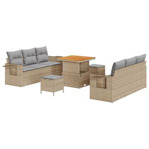 vidaXL Ensemble de canap&eacute; de jardin 9 pcs beige et gris clair