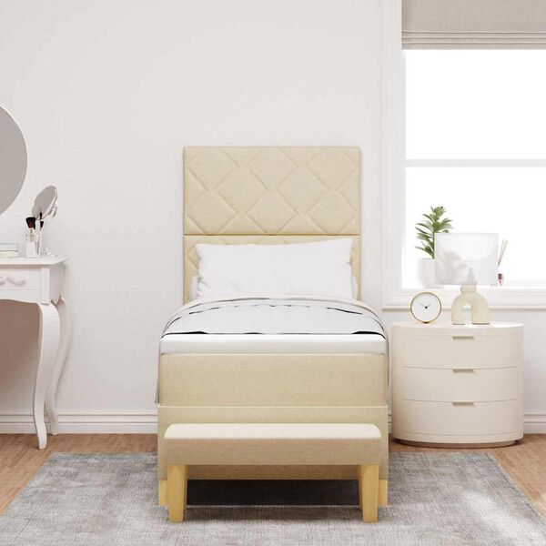 vidaXL Lit &agrave; ressorts avec matelas Cr&egrave;me 80 x 200 cm tissu
